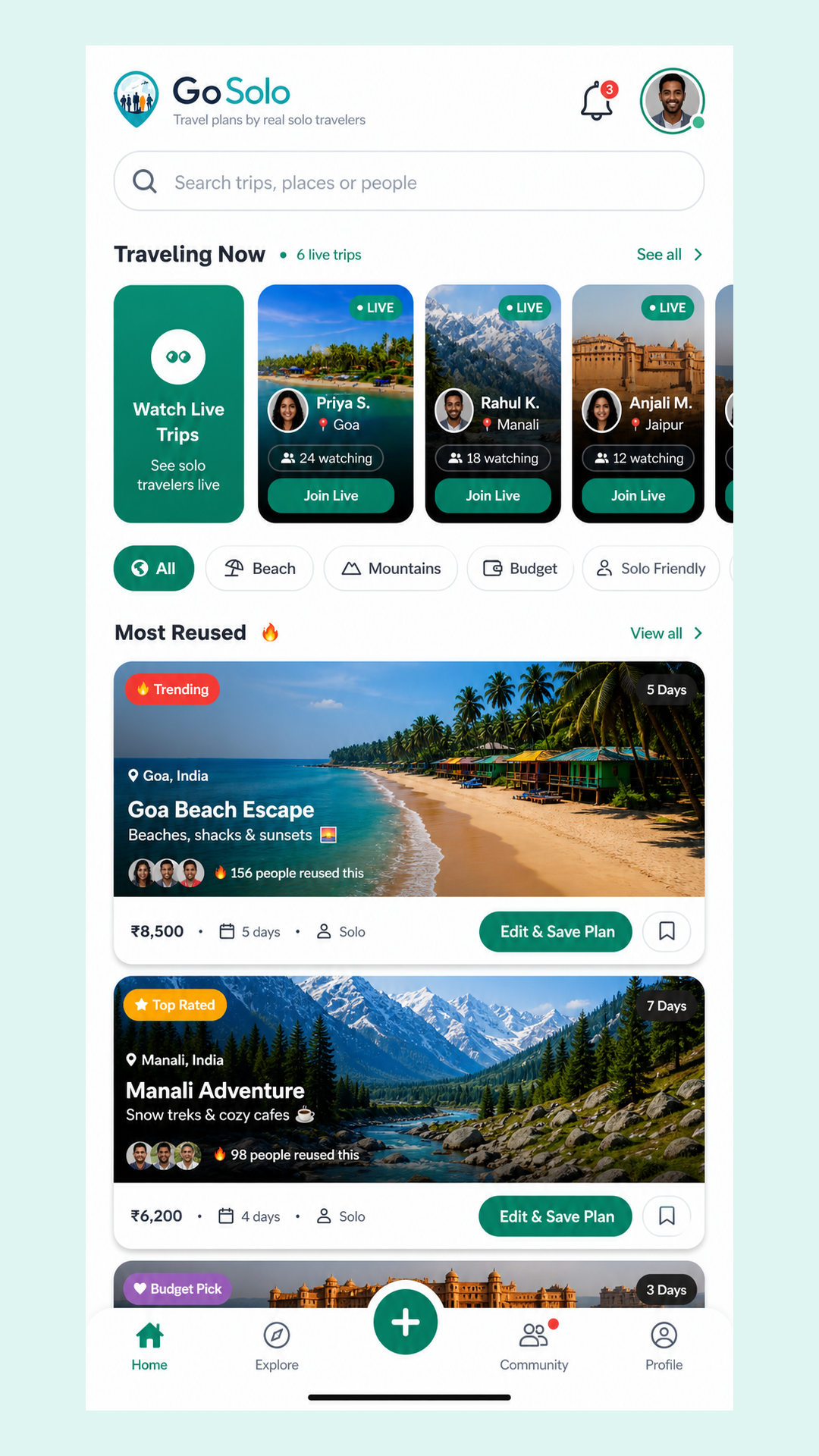 GoSolo World App Interface